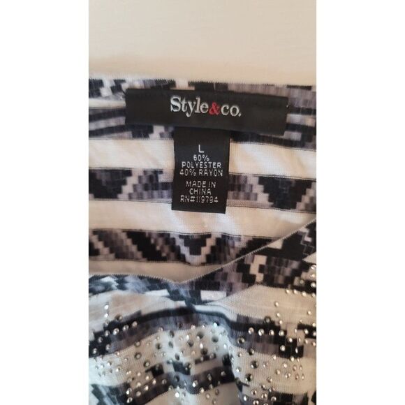 Women's Style & Co. Flared Striped Embellished top, Large - Picture 6 of 8